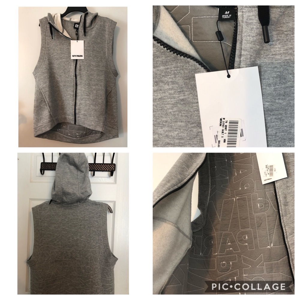 IVY PARK gray logo quilted zipper hooded zip up
